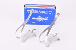 NOS/NIB Campagnolo Fermapiedi Superleggeri Toe Clips #0990/06 (#0F23-L) with Shield Logo in size large with insert guides, from the 1980s