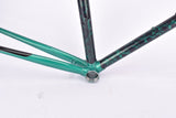 Metallic green and black Jan Janssen Vuelta mixte Ladys frame set with glossy liquid spot effect paint in 54 cm (c-t) with H.R.3 tubing from the early 1990s