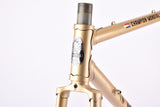 Champagne (Gold ish) Gazelle Champion Mondial A-Frame XS frame set in 49 cm (c-t) / 47.5 cm (c-c) with Reynolds 531c tubing and Campagnolo drop outs from 1979