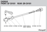 NOS Campagnolo Chorus #QF-CH101 quick release, front Skewer from the 1990s