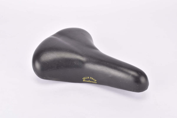 Black Selle Italia Anatomic MTB Leather Saddle from the 1980s