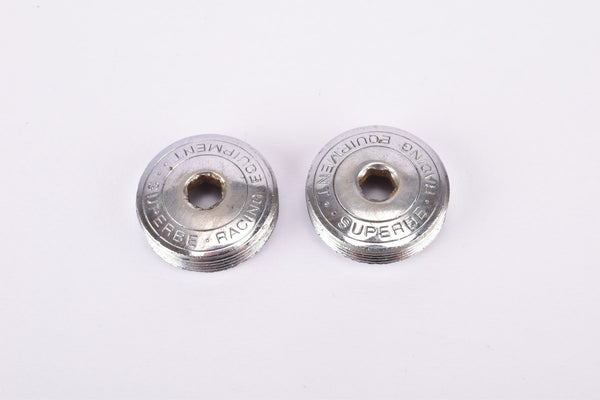 Suntour Superbe chromed metal crank set dust caps from the 1970s - 1980s
