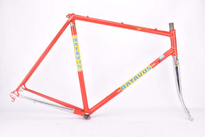 Team Batavus coloured red and yellow Batavus Professional vintage steel road bike frame set in 57 cm (c-t) / 55.5 cm (c-c) with Columbus SL tubing, Columbus Air fork and Campagnolo dropouts from the early to mid 1980s
