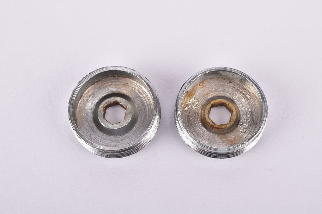 Suntour Superbe chromed metal crank set dust caps from the 1970s 198