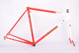 Red and White Vittorio vintage road bike steel frame set in 54.5 cm (c-t) / 52.5 cm (c-c) with Columbus SL tubing and Campagnolo dropouts from the 1980s