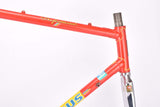 Team Batavus coloured red and yellow Batavus Professional vintage steel road bike frame set in 57 cm (c-t) / 55.5 cm (c-c) with Columbus SL tubing, Columbus Air fork and Campagnolo dropouts from the early to mid 1980s