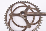 Pre War WWII deep fluted 3-arm cottered steel crank set with 44 teeth in 170 mm from the 1930s - 1940s