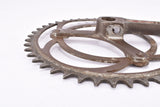 Pre War WWII deep fluted 3-arm cottered steel crank set with 44 teeth in 170 mm from the 1930s - 1940s