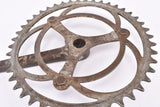 Pre War WWII deep fluted 3-arm cottered steel crank set with 44 teeth in 170 mm from the 1930s - 1940s