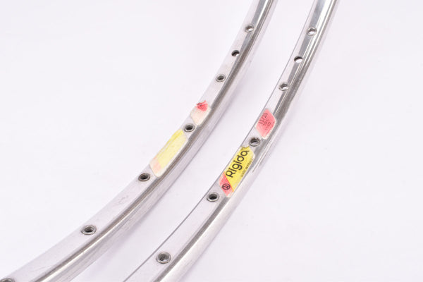 NOS Rigida silver polished Clincher Rim Set in 28"/622-13mm (700C) with 36 holes from the 1980s - 1990s