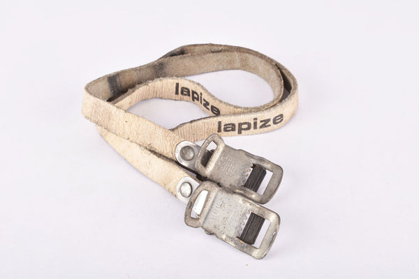 Vintage White Lapize leather pedal toe clip straps from the 1980s