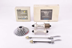 NOS / NIB Shimano 105 SC #HB-1055 & #FH-1055 6-speed and 7-speed Uniglide (UG) and Hyperglide (HG) hubset with 36 holes and 7-speed HG Cassette #CS-HG70-7 in 11-28 teeth from the 1990s