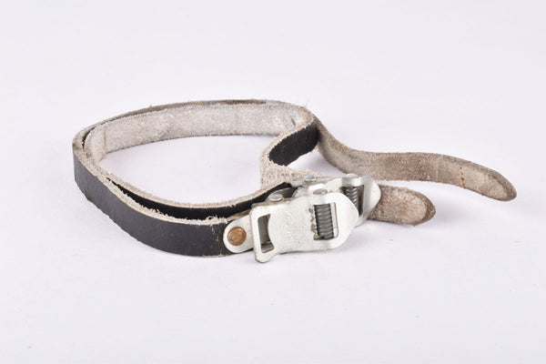Black REG Record leather pedal toe clip straps