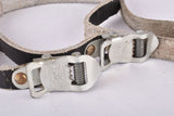 Black REG Record leather pedal toe clip straps