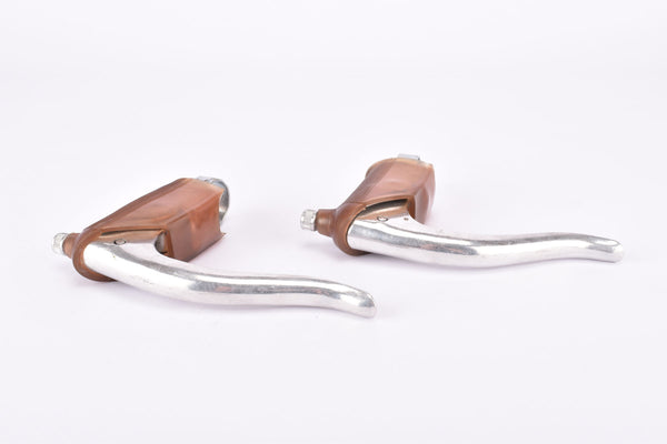 Mint Balilla Non-Aero Brake Lever Set with brown hoods from the 1950s - 1960s