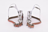 Lyotard 36 chromed steel pedals early Version with Alfredo Binda Strap from the 1950s - 1960s - defective