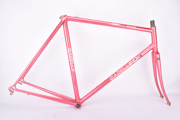 Pink Gazelle Formula Race vintage steel road bike frame set in 56 cm (c-t) / 54 cm (c-c) with Reynolds 501 tubing and Gazelle dropouts from 1989 ~ 1990