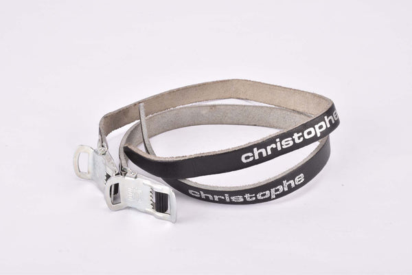 Black Cristophe vintage leather pedal toe clip straps