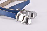 Blue Italian vintage leather pedal toe clip straps