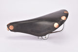 NOS Black Brooks Professional Team Special Leather Saddle, Lüders Berlin Modified edition, with large polished rivets from 1966