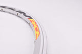 NOS silver Mavic  Aksium Race single front clincher rim in 700c/622mm with 20 holes from the mid 2000s