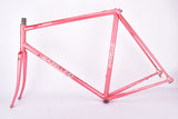 Pink Gazelle Formula Race vintage steel road bike frame set in 56 cm (c-t) / 54 cm (c-c) with Reynolds 501 tubing and Gazelle dropouts from 1989 ~ 1990