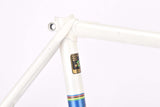 White and Blue Gazelle Champion Mondial A-Frame vintage steel road bike frame set set in 56 cm (c-t) / 54.5 cm (c-c) with Reynolds 531 tubing and Campagnolo dropouts from 1979