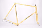 Yellow (Gold ish) Gazelle Champion Mondial A-Frame vintage steel road bike frame set in 62 cm (c-t) / 60 cm (c-c) with Reynolds 531 tubing and Campagnolo drop outs from 1979