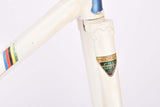 White and Blue Gazelle Champion Mondial A-Frame vintage steel road bike frame set set in 56 cm (c-t) / 54.5 cm (c-c) with Reynolds 531 tubing and Campagnolo dropouts from 1979