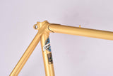 Yellow (Gold ish) Gazelle Champion Mondial A-Frame vintage steel road bike frame set in 62 cm (c-t) / 60 cm (c-c) with Reynolds 531 tubing and Campagnolo drop outs from 1979