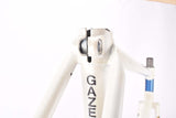 White and Blue Gazelle Champion Mondial A-Frame vintage steel road bike frame set set in 56 cm (c-t) / 54.5 cm (c-c) with Reynolds 531 tubing and Campagnolo dropouts from 1979