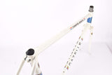 White and Blue Gazelle Champion Mondial A-Frame vintage steel road bike frame set set in 56 cm (c-t) / 54.5 cm (c-c) with Reynolds 531 tubing and Campagnolo dropouts from 1979