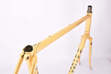 Yellow (Gold ish) Gazelle Champion Mondial A-Frame vintage steel road bike frame set in 62 cm (c-t) / 60 cm (c-c) with Reynolds 531 tubing and Campagnolo drop outs from 1979
