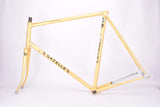 Yellow (Gold ish) Gazelle Champion Mondial A-Frame vintage steel road bike frame set in 62 cm (c-t) / 60 cm (c-c) with Reynolds 531 tubing and Campagnolo drop outs from 1979