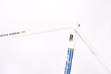 White and Blue Gazelle Champion Mondial A-Frame vintage steel road bike frame set set in 56 cm (c-t) / 54.5 cm (c-c) with Reynolds 531 tubing and Campagnolo dropouts from 1979