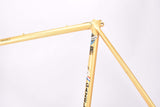 Yellow (Gold ish) Gazelle Champion Mondial A-Frame vintage steel road bike frame set in 62 cm (c-t) / 60 cm (c-c) with Reynolds 531 tubing and Campagnolo drop outs from 1979