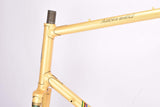 Yellow (Gold ish) Gazelle Champion Mondial A-Frame vintage steel road bike frame set in 62 cm (c-t) / 60 cm (c-c) with Reynolds 531 tubing and Campagnolo drop outs from 1979