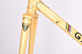 Yellow (Gold ish) Gazelle Champion Mondial A-Frame vintage steel road bike frame set in 62 cm (c-t) / 60 cm (c-c) with Reynolds 531 tubing and Campagnolo drop outs from 1979