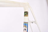 White and Blue Gazelle Champion Mondial A-Frame vintage steel road bike frame set set in 56 cm (c-t) / 54.5 cm (c-c) with Reynolds 531 tubing and Campagnolo dropouts from 1979