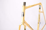 Yellow (Gold ish) Gazelle Champion Mondial A-Frame vintage steel road bike frame set in 62 cm (c-t) / 60 cm (c-c) with Reynolds 531 tubing and Campagnolo drop outs from 1979