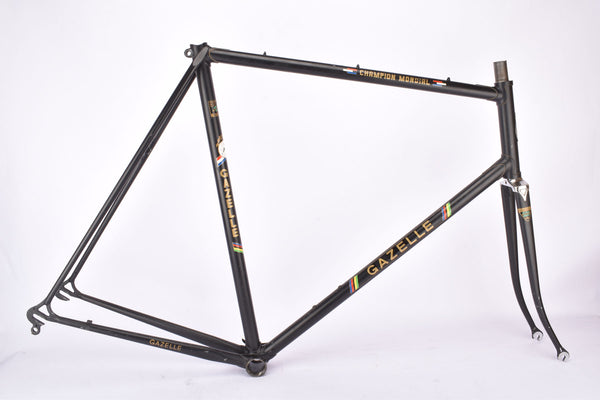 Mat Black Gazelle Champion Mondial "AA-Frame"  vintage steel road bike frame set in 62 cm (c-t) / 60 cm (c-c) with Reynolds 531 tubing and Campagnolo dropouts from the late 1970s / early 1980s