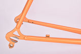 Orange Koga-Miyata Gents-Luxe-S road bike frame set in 58 cm (c-t) / 56.5 cm (c-c) with Koga-Miyata Champion and Hi-Manga tubing by Tange and Shimano dropouts  from 1980