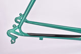 Metallic green and black Jan Janssen Vuelta mixte Ladys frame set with glossy liquid spot effect paint in 54 cm (c-t) with H.R.3 tubing from the early 1990s