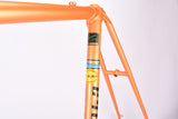 Orange Koga-Miyata Gents-Luxe-S road bike frame set in 58 cm (c-t) / 56.5 cm (c-c) with Koga-Miyata Champion and Hi-Manga tubing by Tange and Shimano dropouts  from 1980