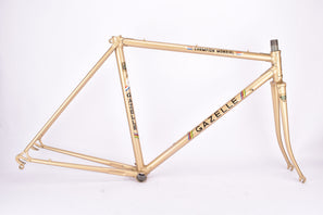 Champagne (Gold ish) Gazelle Champione Mondial A-Frame XS frame set in 49 cm (c-t) / 47.5 cm (c-c) with Reynolds 531c tubing and Campagnolo drop outs from 1979