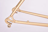 Champagne (Gold ish) Gazelle Champion Mondial A-Frame XS frame set in 49 cm (c-t) / 47.5 cm (c-c) with Reynolds 531c tubing and Campagnolo drop outs from 1979