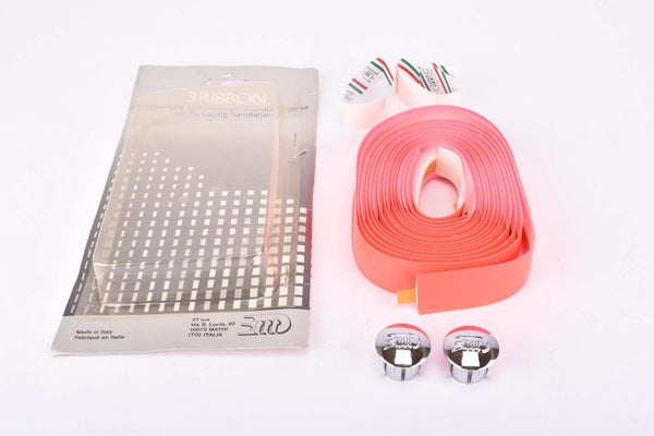 NOS/NIB 3ttt pink handlebar tape with silver end plugs from the 1980s