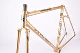 Champagne (Gold ish) Gazelle Champion Mondial A-Frame XS frame set in 49 cm (c-t) / 47.5 cm (c-c) with Reynolds 531c tubing and Campagnolo drop outs from 1979