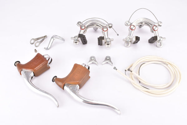 NOS Mafac Racer Center Pull Caliper Brake Set and Mafac Course 2000 Brake Lever #144 with brown hoods from 1976