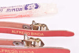 NOS Red Bianchi Dino Alfredo Binda Leather toe clip straps